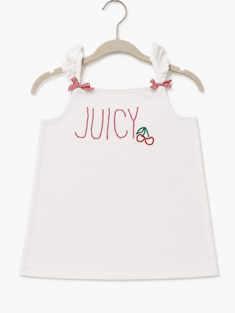 Vintage Y2K Juicy Couture Girls Cherry Embroidered Ruffle Tank Top Sz 8/10